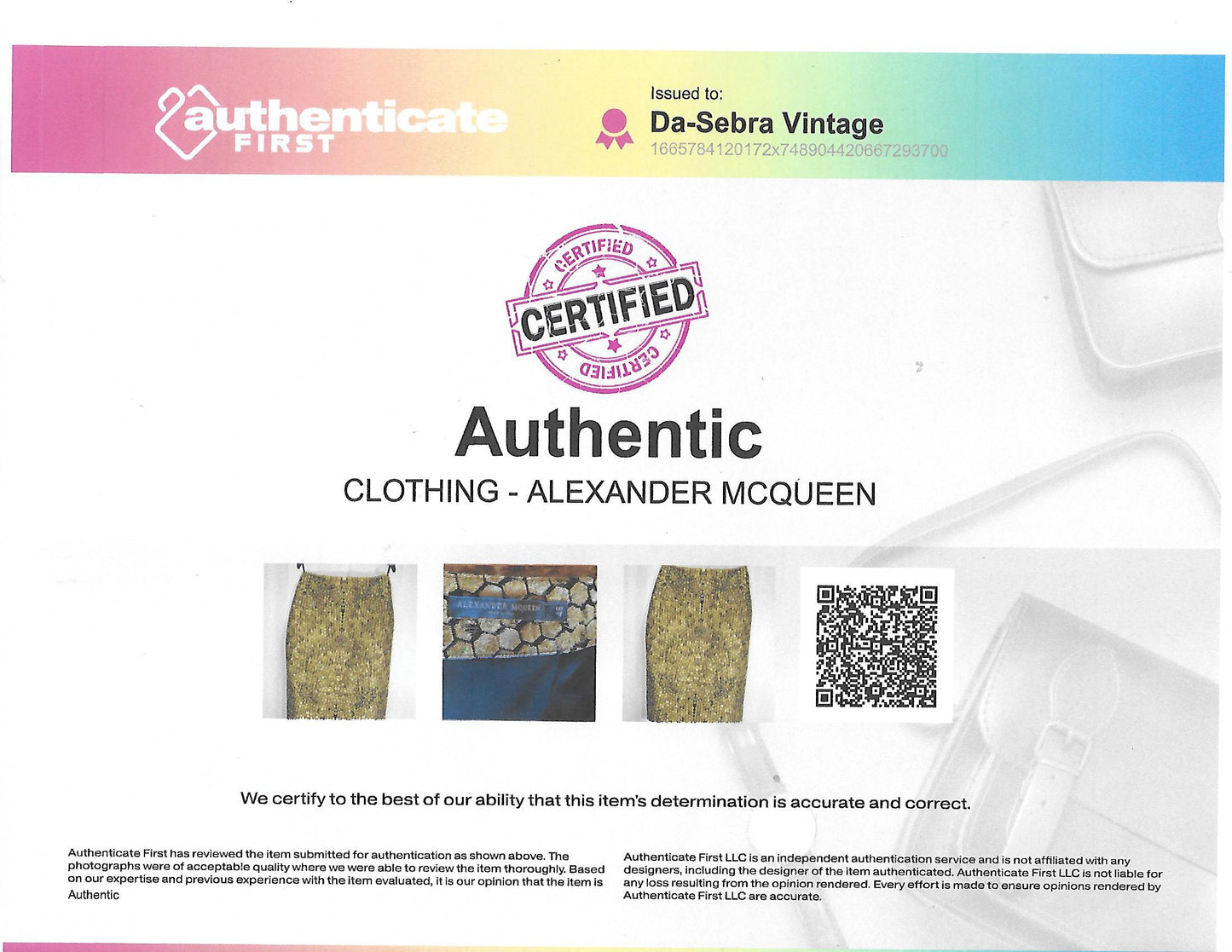 Authenticated Alexander McQueen Honeycomb Jacquard Pencil Skirt