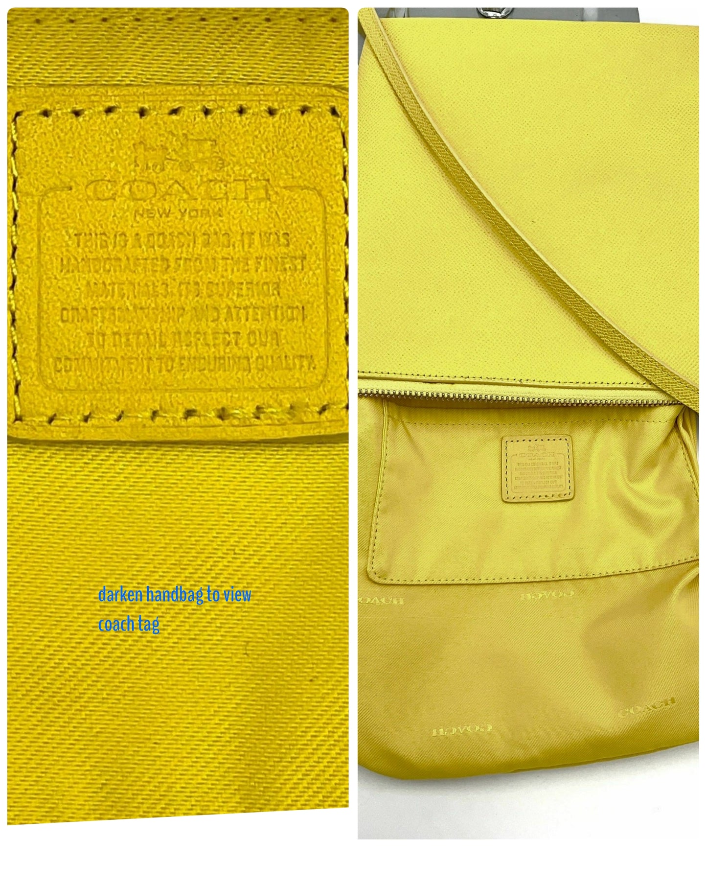 Authenticated Coach Yellow Kitt Messenger Crossbody Bag made in Philippines