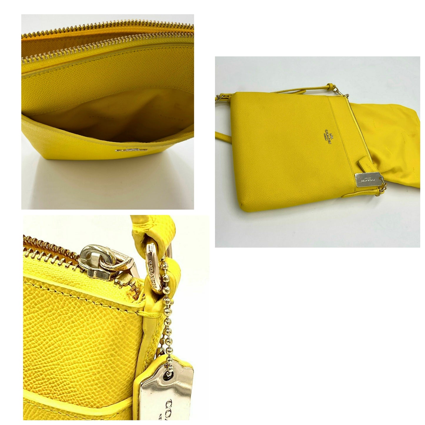 Authenticated Coach Yellow Kitt Messenger Crossbody Bag made in Philippines