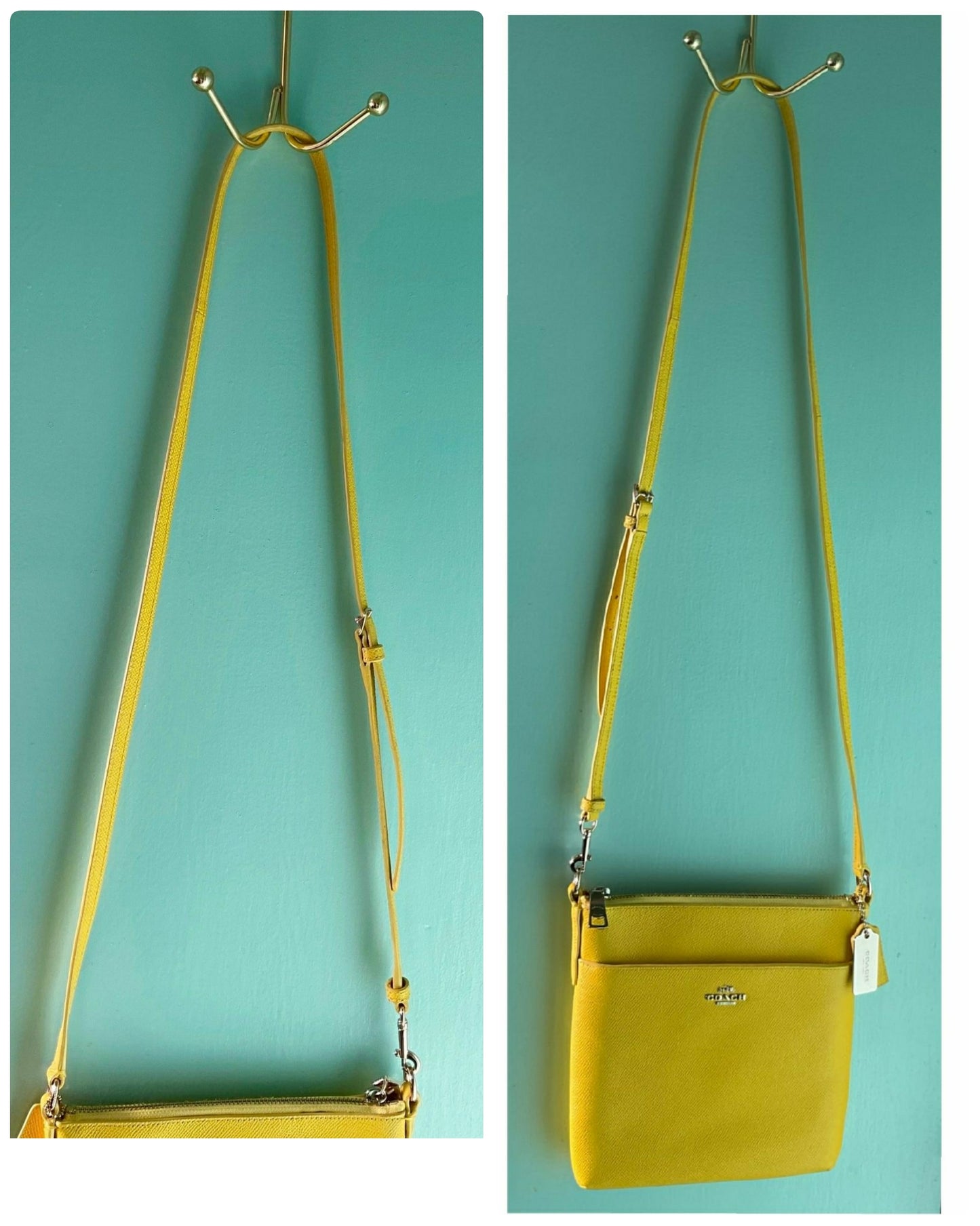 Authenticated Coach Yellow Kitt Messenger Crossbody Bag made in Philippines