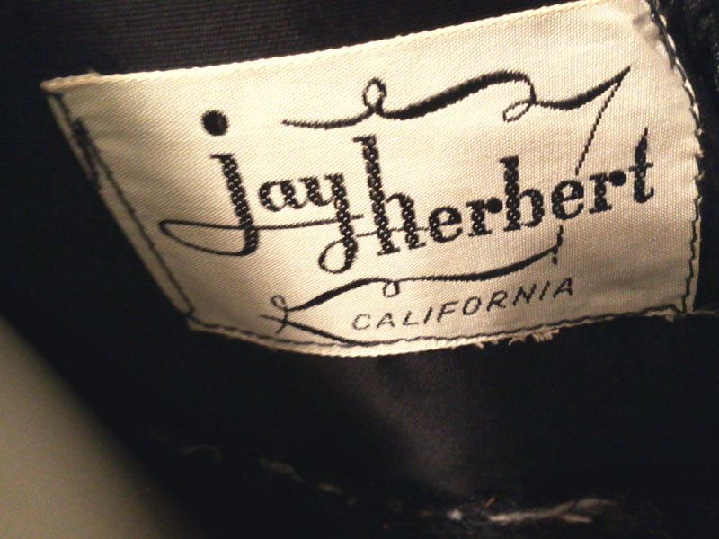 Vintage 50's/60's Rare, Stunning Black Wool Crepe and Brocade Lame Cocktail Sheath Dress by Jay Herbert of California; 50's Lame Brocade Dress