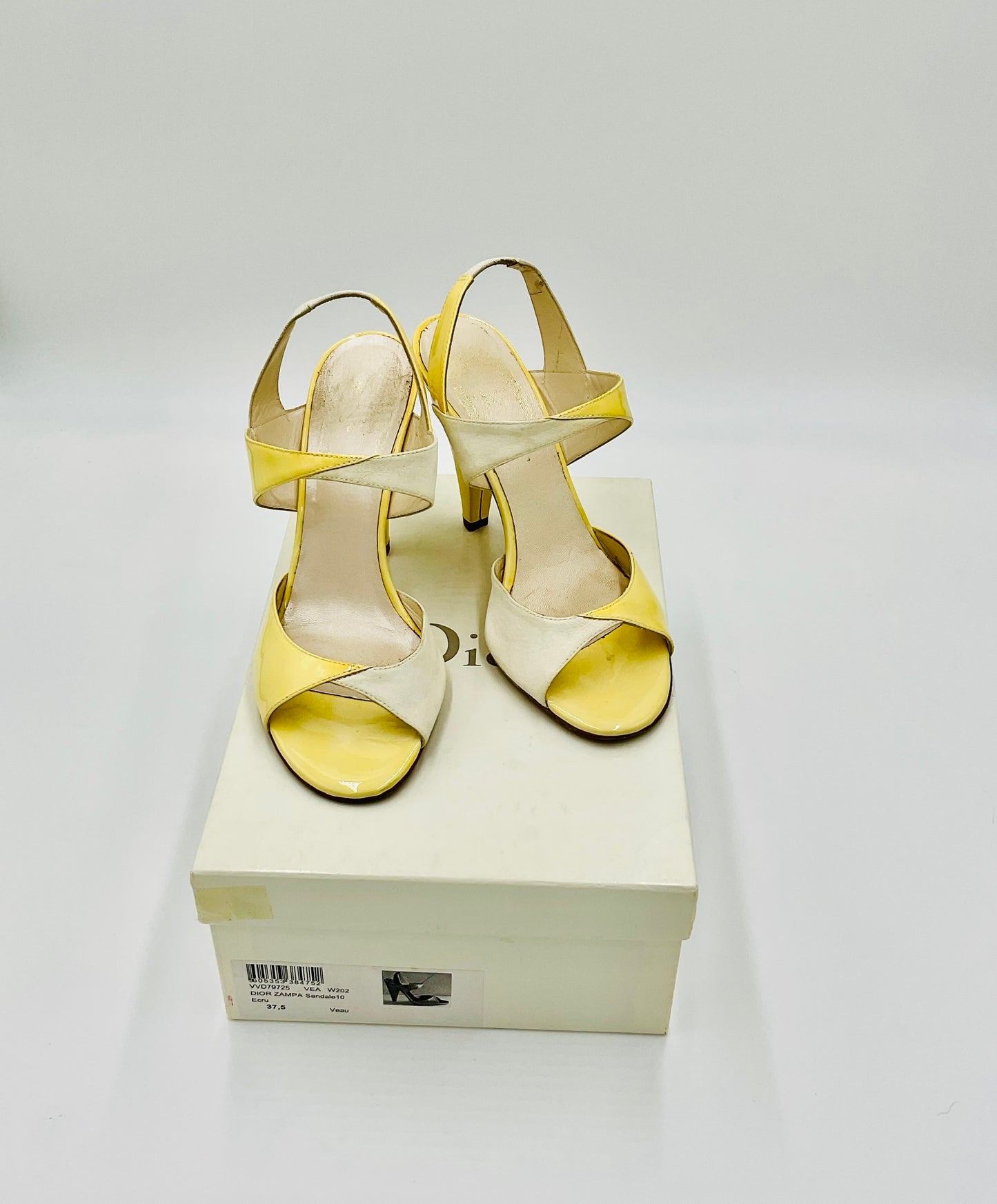 Authenticated Christian Dior Zampa Patent Leather Suede  Yellow Heels