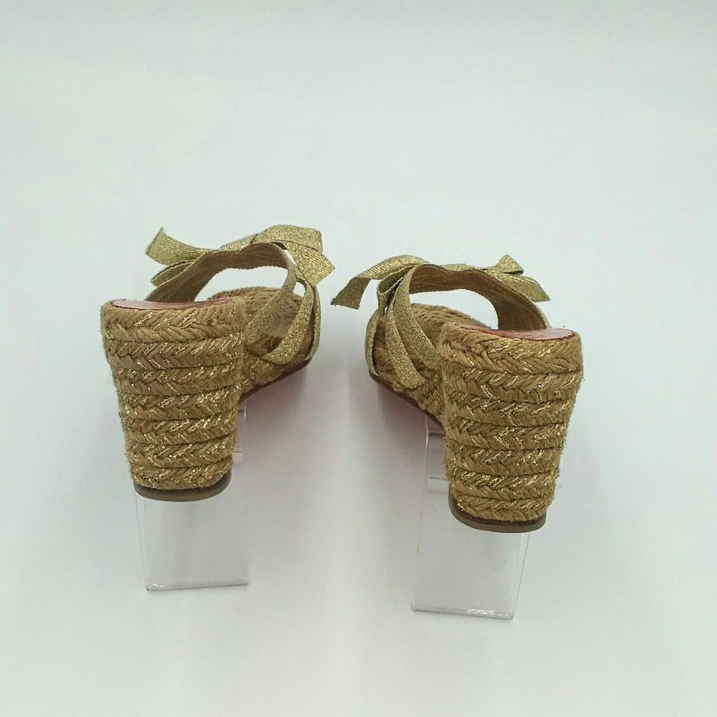 Authenticated Christian Louboutin Gold Metallic Wedge Mules