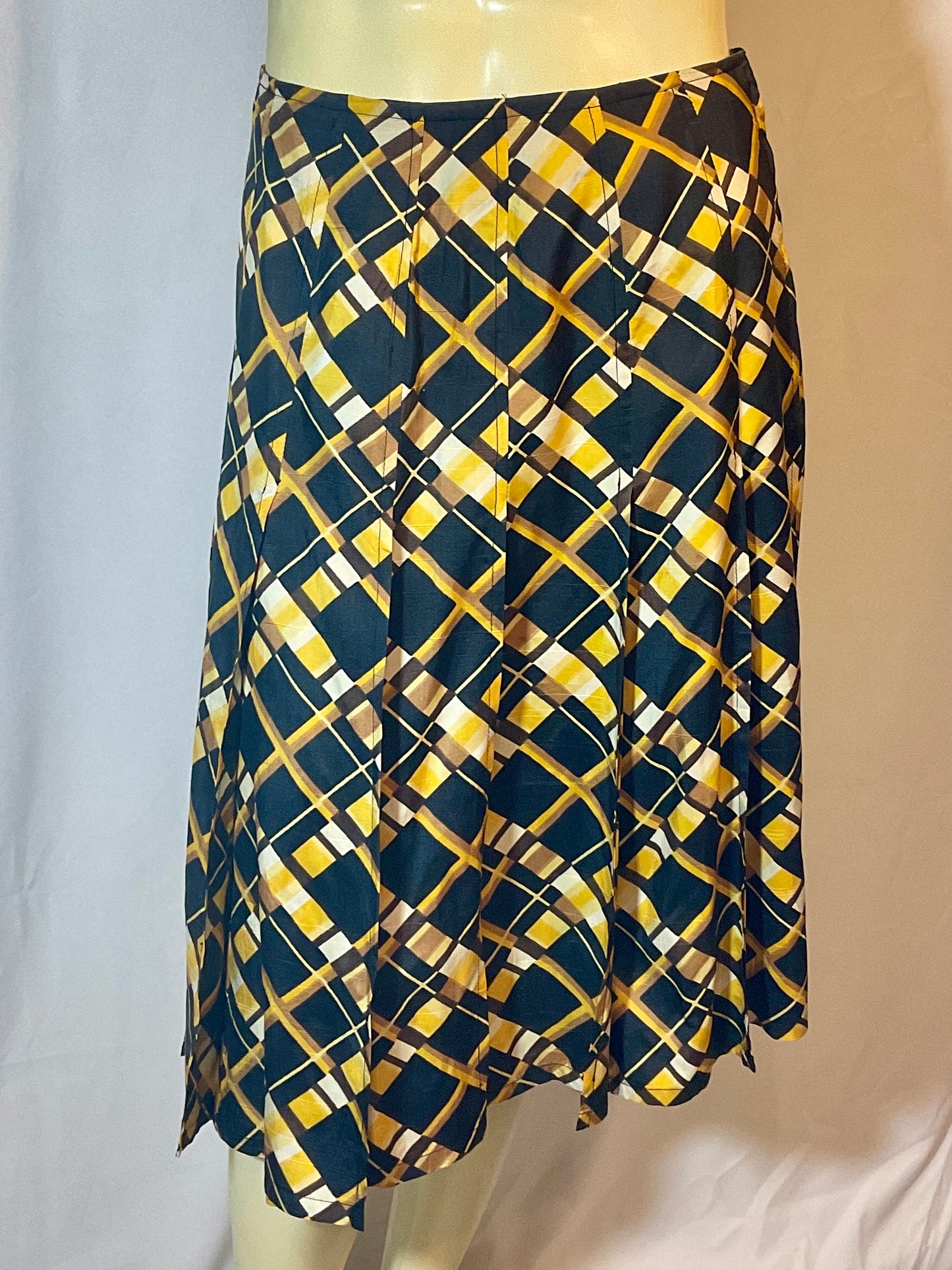 Vintage-1960s-Emanuel-Ungaro-Silk-Pleated-Plaid-Skirt