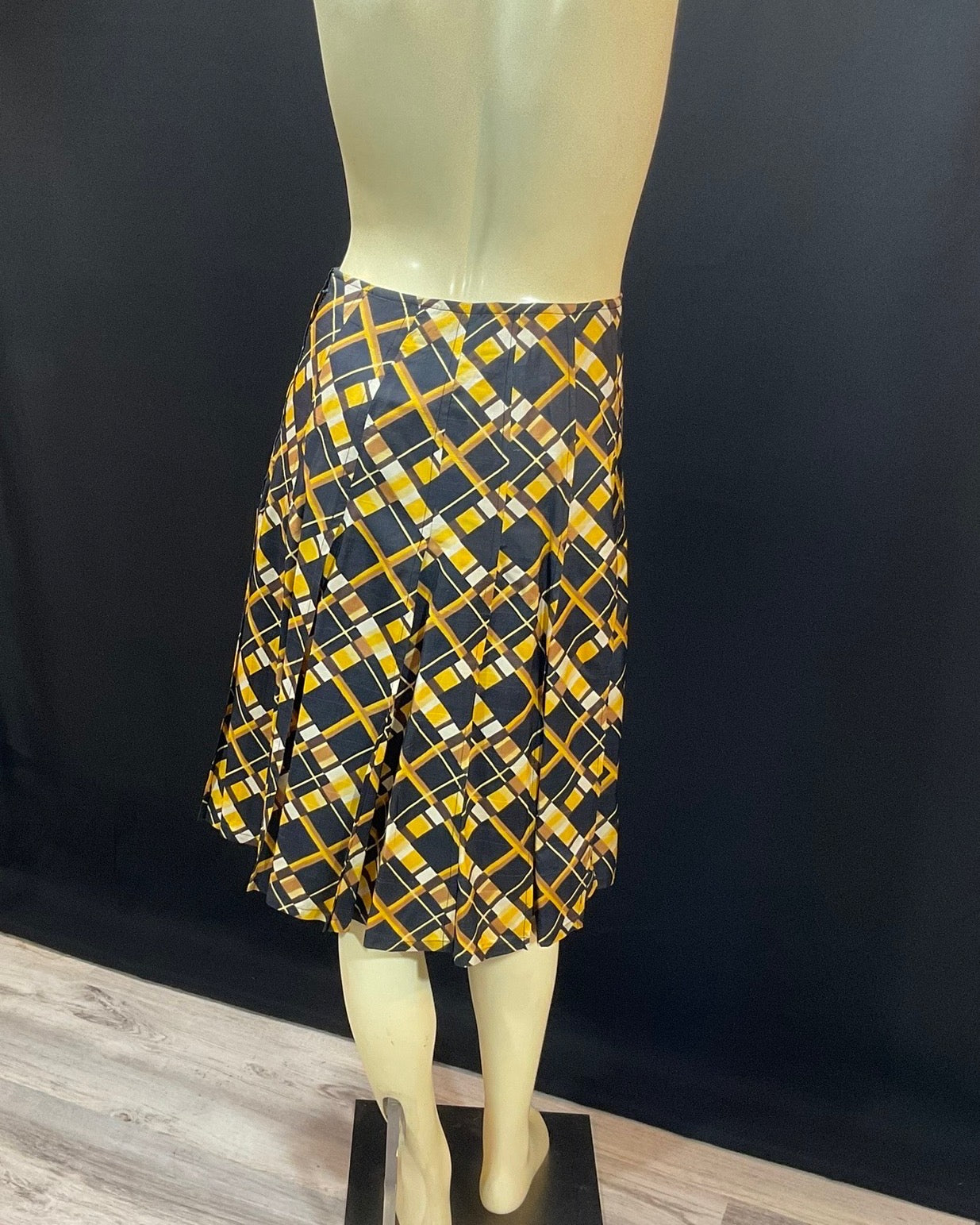 Vintage-1960s-Emanuel-Ungaro-Silk-Pleated-Plaid-Skirt