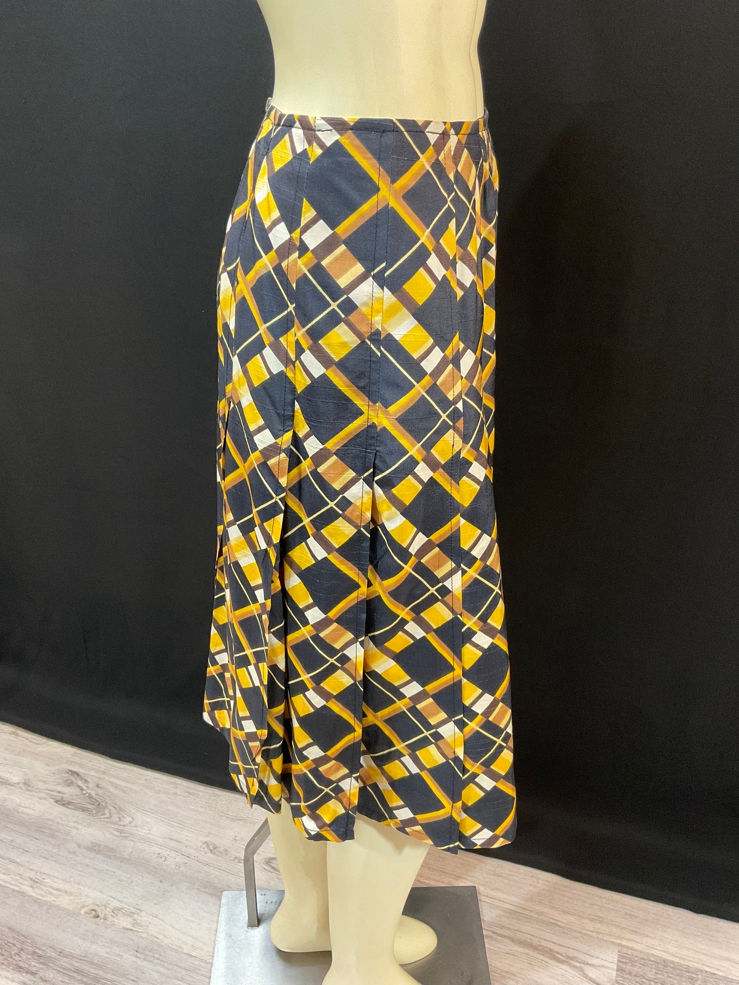 Vintage-1960s-Emanuel-Ungaro-Silk-Pleated-Plaid-Skirt