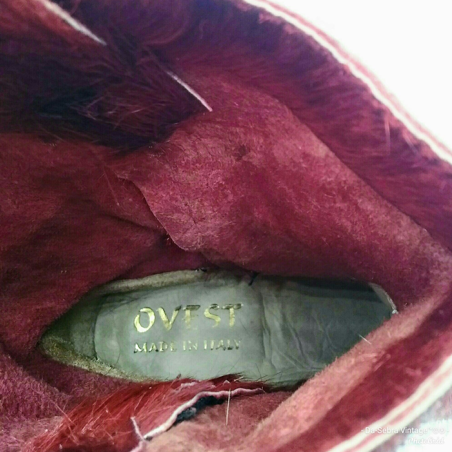 OVEST Italian Handcrafted Red Fur/Hair Cowboy Boots Size 40