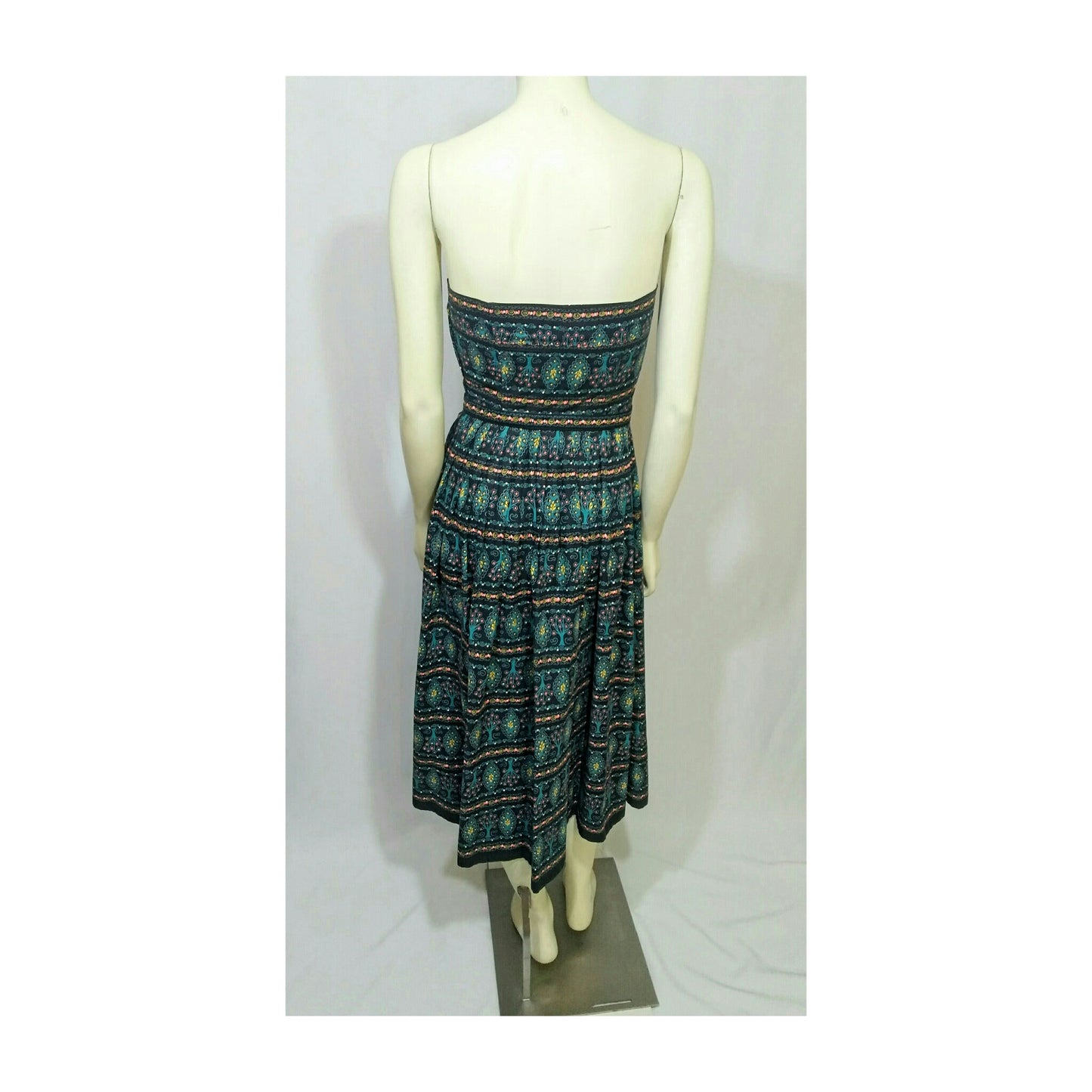 Vintage 1950’s Strapless Dress with Matching Shrug and Belt (Tree Patterned Design)