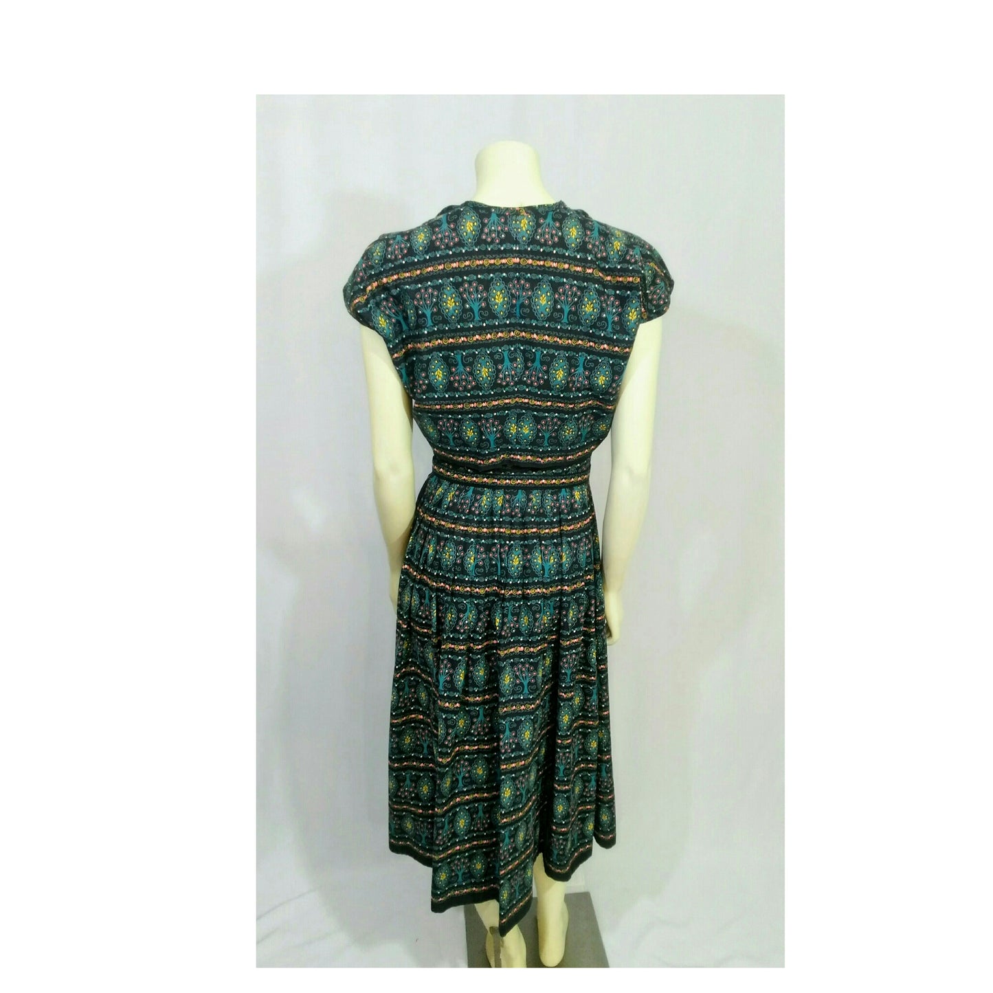Vintage 1950’s Strapless Dress with Matching Shrug and Belt (Tree Patterned Design)