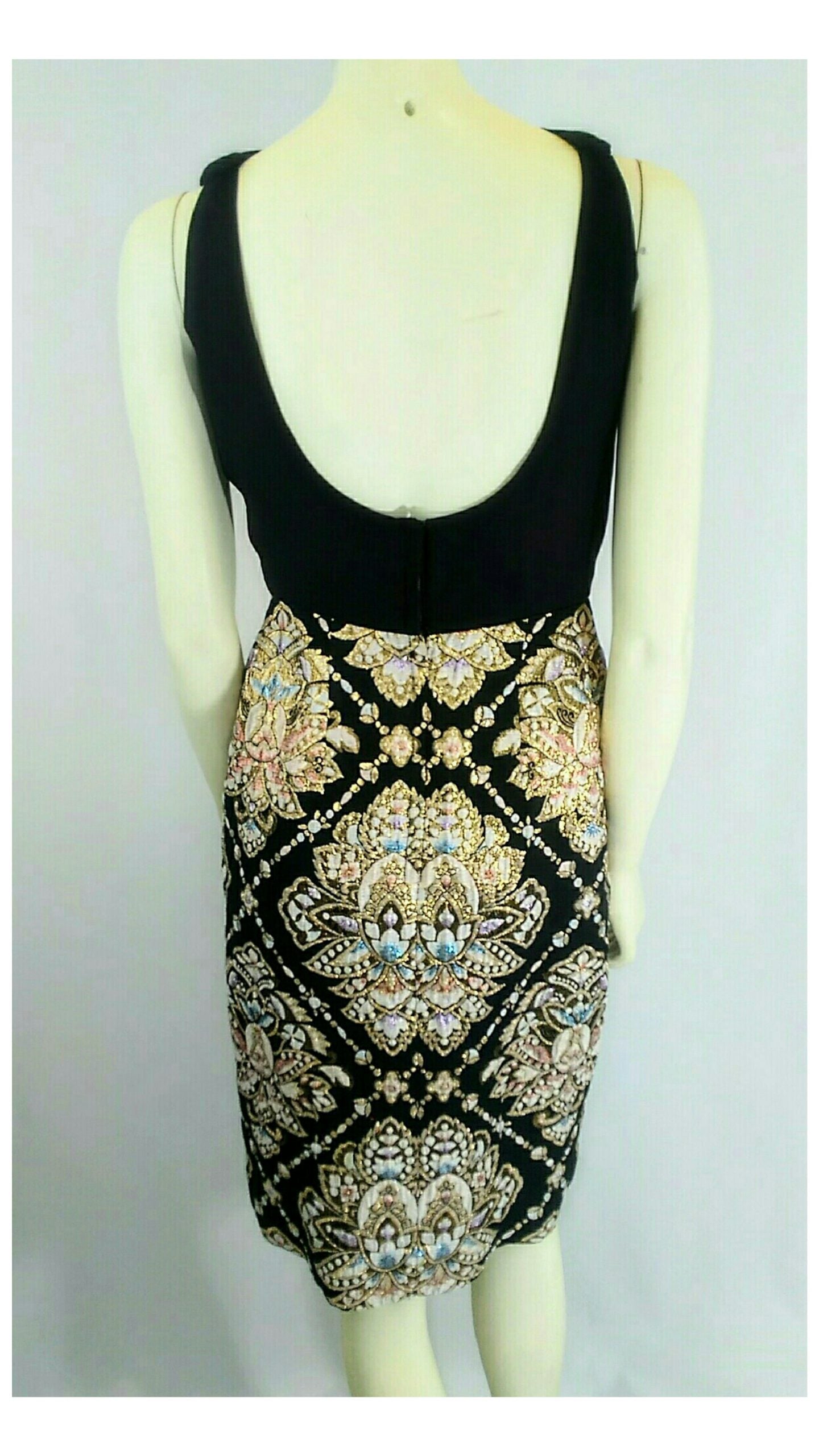 Vintage 50's/60's Rare, Stunning Black Wool Crepe and Brocade Lame Cocktail Sheath Dress by Jay Herbert of California; 50's Lame Brocade Dress