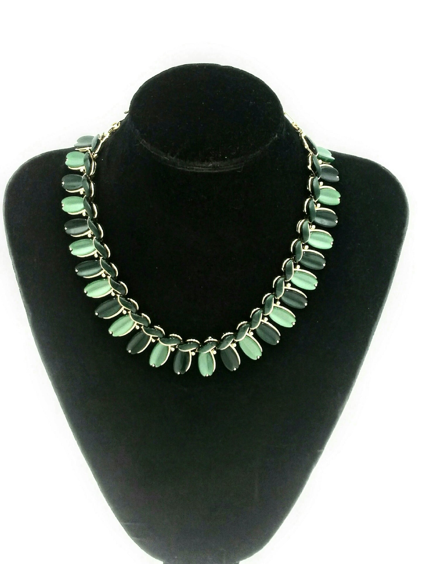 Vintage 1950's Lisner 3 Piece Green Lucite Set Signed