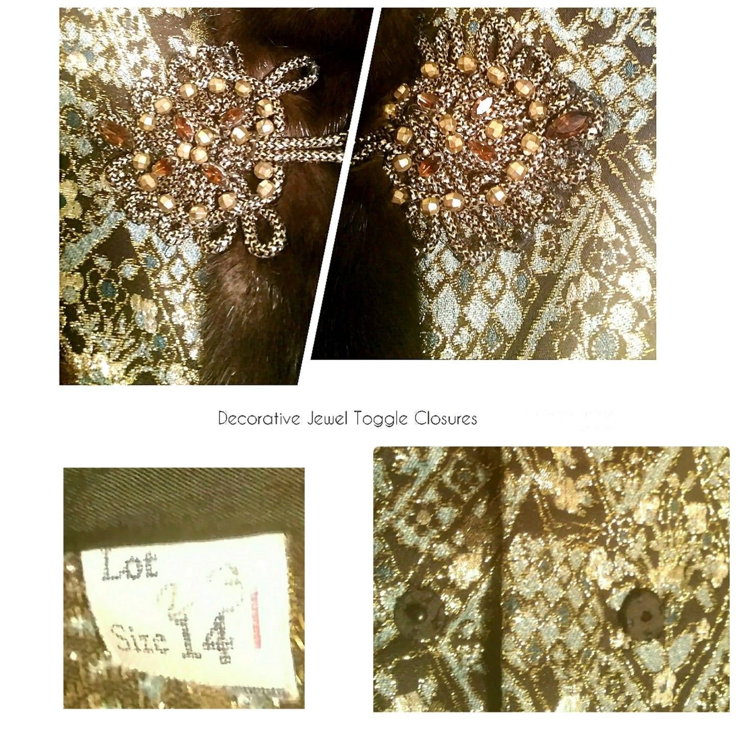 Vintage 1960s Maxine's of Pittsburg Silk Brocade Jacket w/ Fur Collar