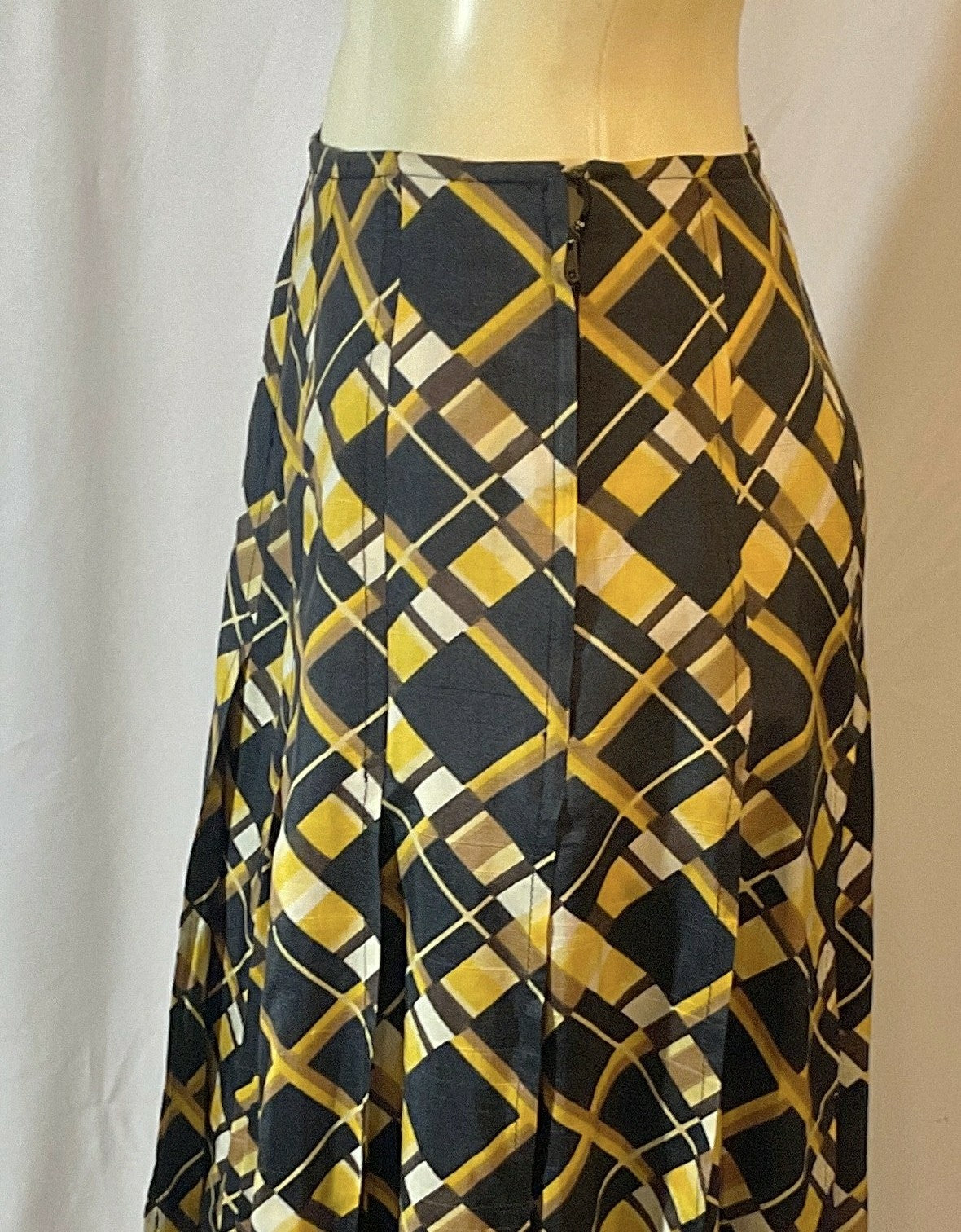 Vintage-1960s-Emanuel-Ungaro-Silk-Pleated-Plaid-Skirt