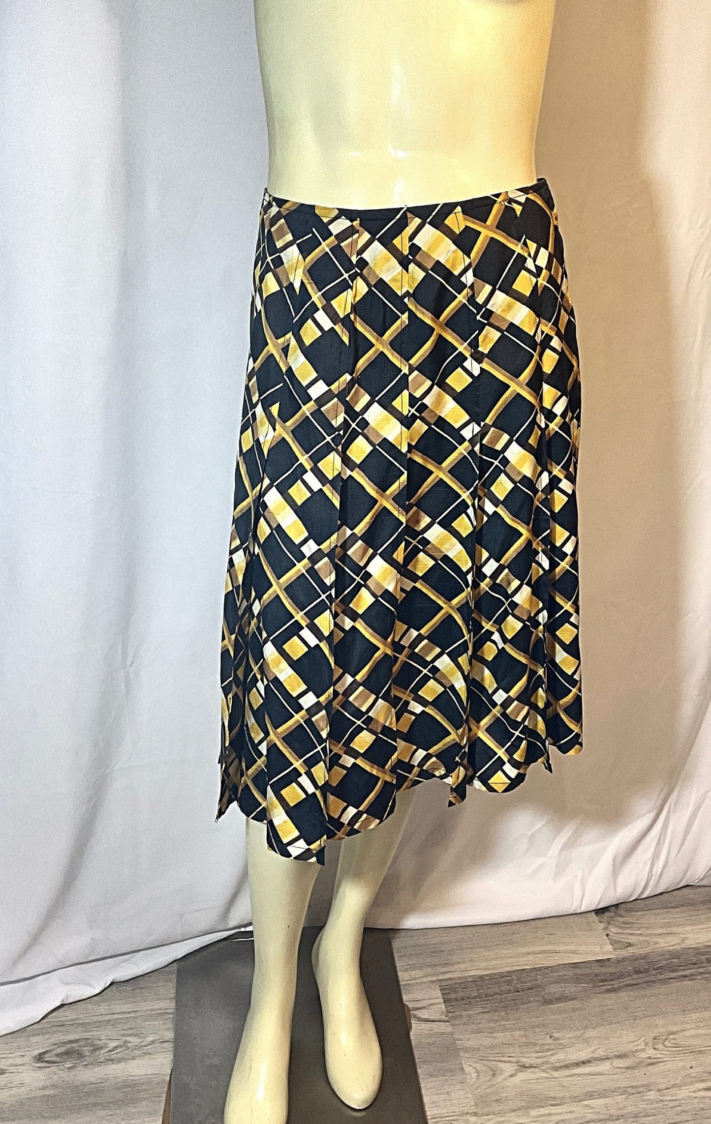Vintage-1960s-Emanuel-Ungaro-Silk-Pleated-Plaid-Skirt