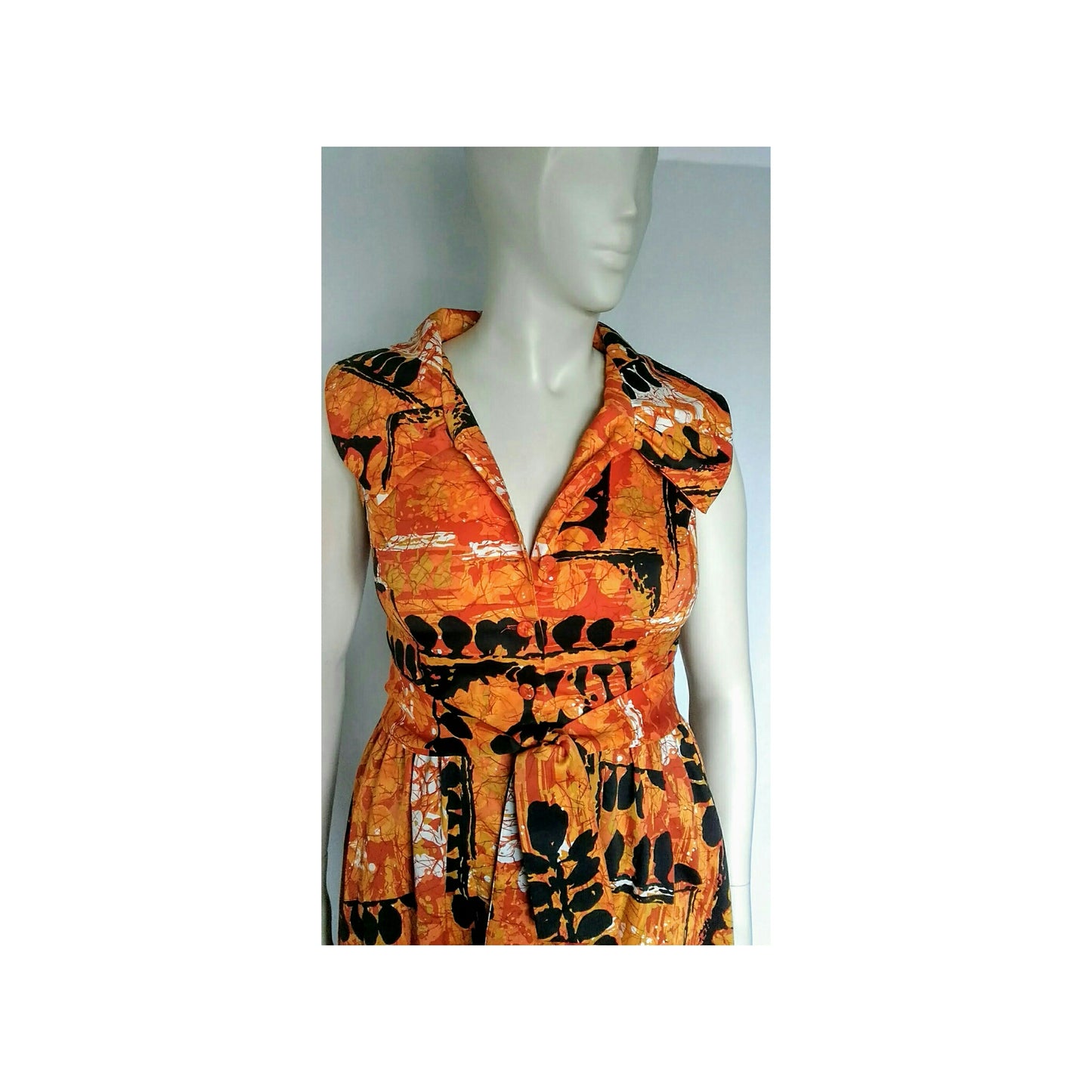 Vintage 1970's Hilo Hattie Abstract Dress; Design by Evelyn Margolis