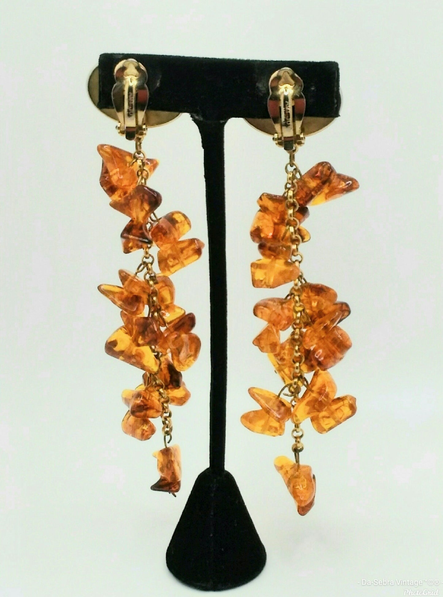 Vintage 1980's Designer Signed Amy Jo Lucite Dangle Earrings