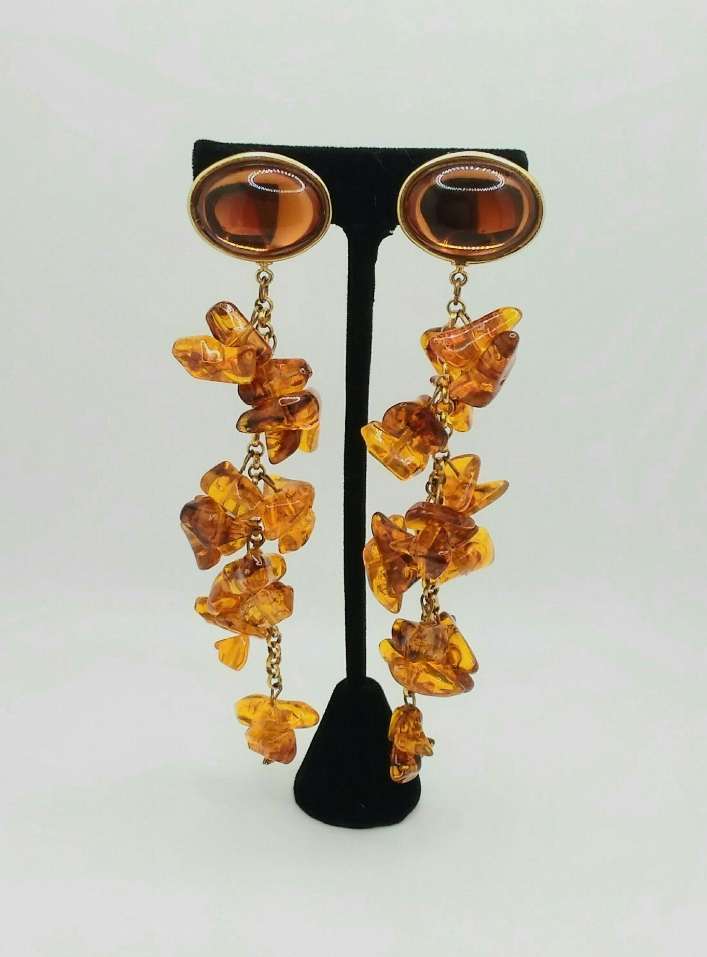 Vintage 1980's Designer Signed Amy Jo Lucite Dangle Earrings