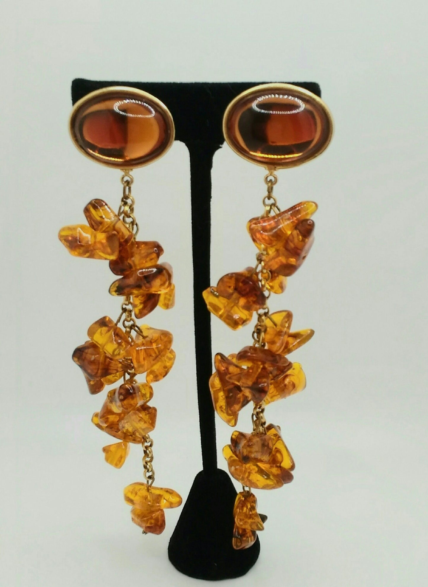 Vintage 1980's Designer Signed Amy Jo Lucite Dangle Earrings