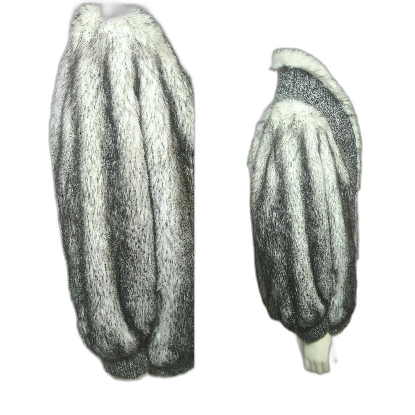 Vintage 1980s Bullocks Wilshire Faux Fur Knit Sweater Jacket