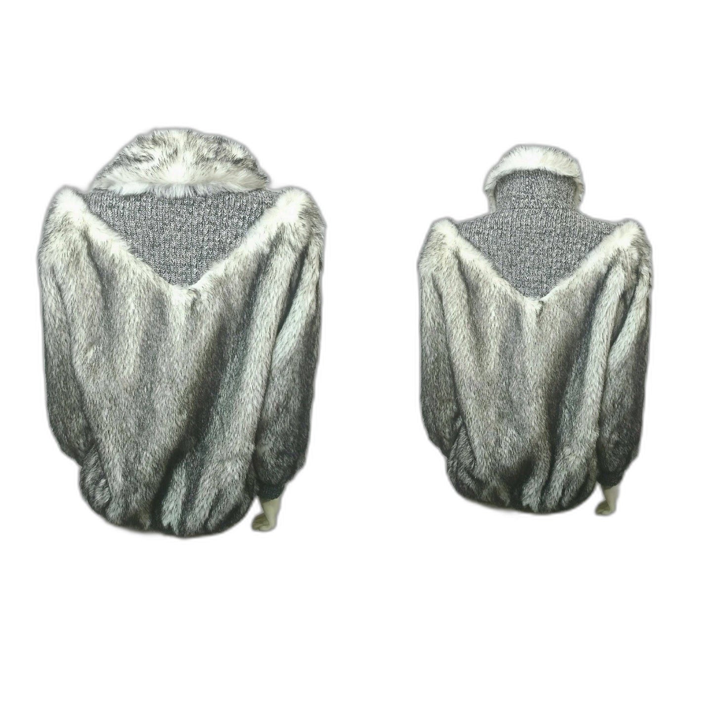 Vintage 1980s Bullocks Wilshire Faux Fur Knit Sweater Jacket