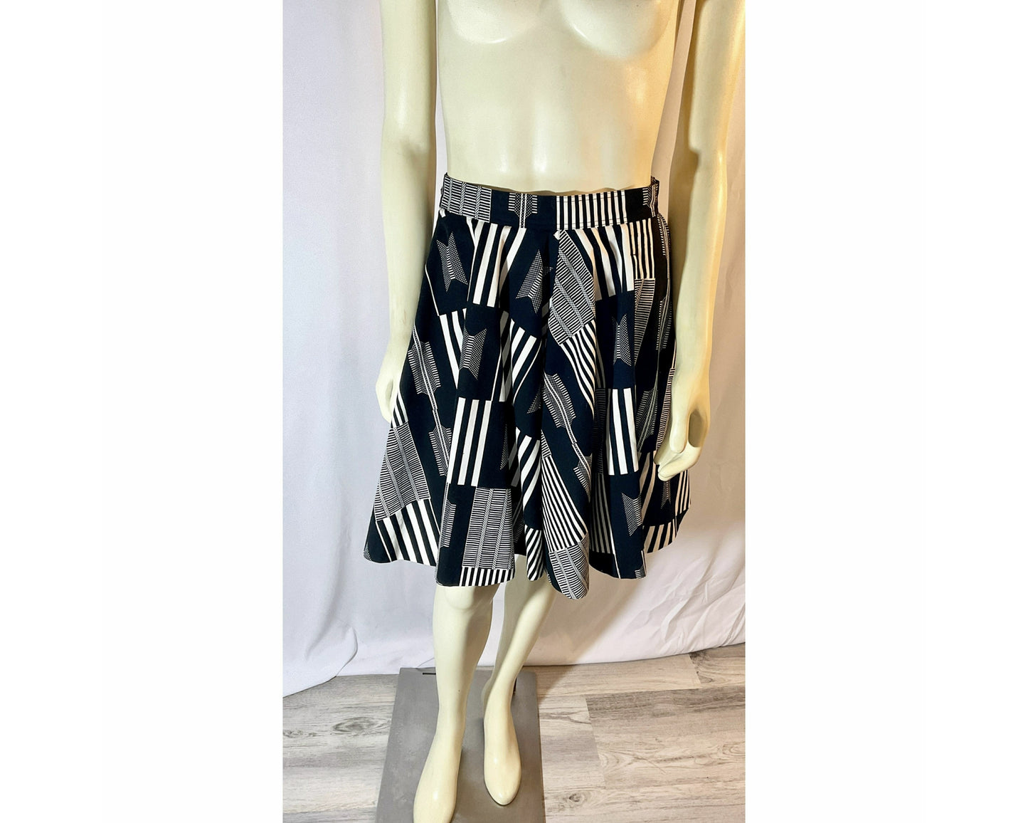 Vintage 1980s Rare Patrick Kelly Paris Bar Code Flared Skirt