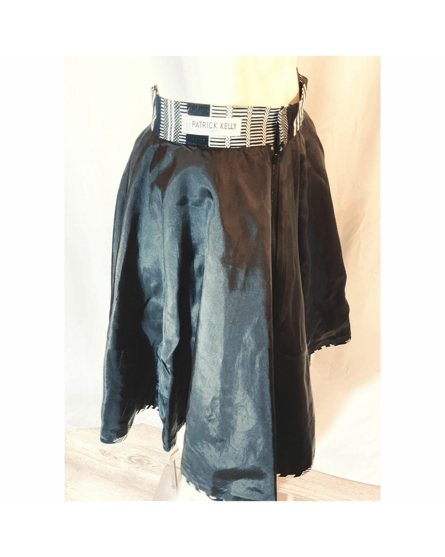 Vintage 1980s Rare Patrick Kelly Paris Bar Code Flared Skirt