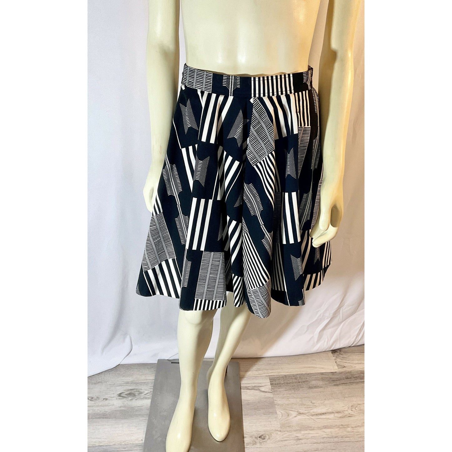 Vintage 1980s Rare Patrick Kelly Paris Bar Code Flared Skirt