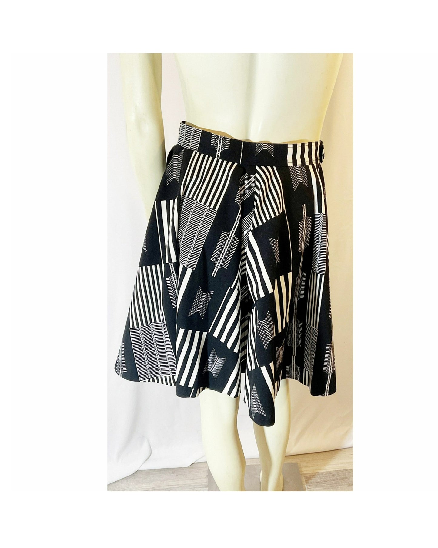 Vintage 1980s Rare Patrick Kelly Paris Bar Code Flared Skirt
