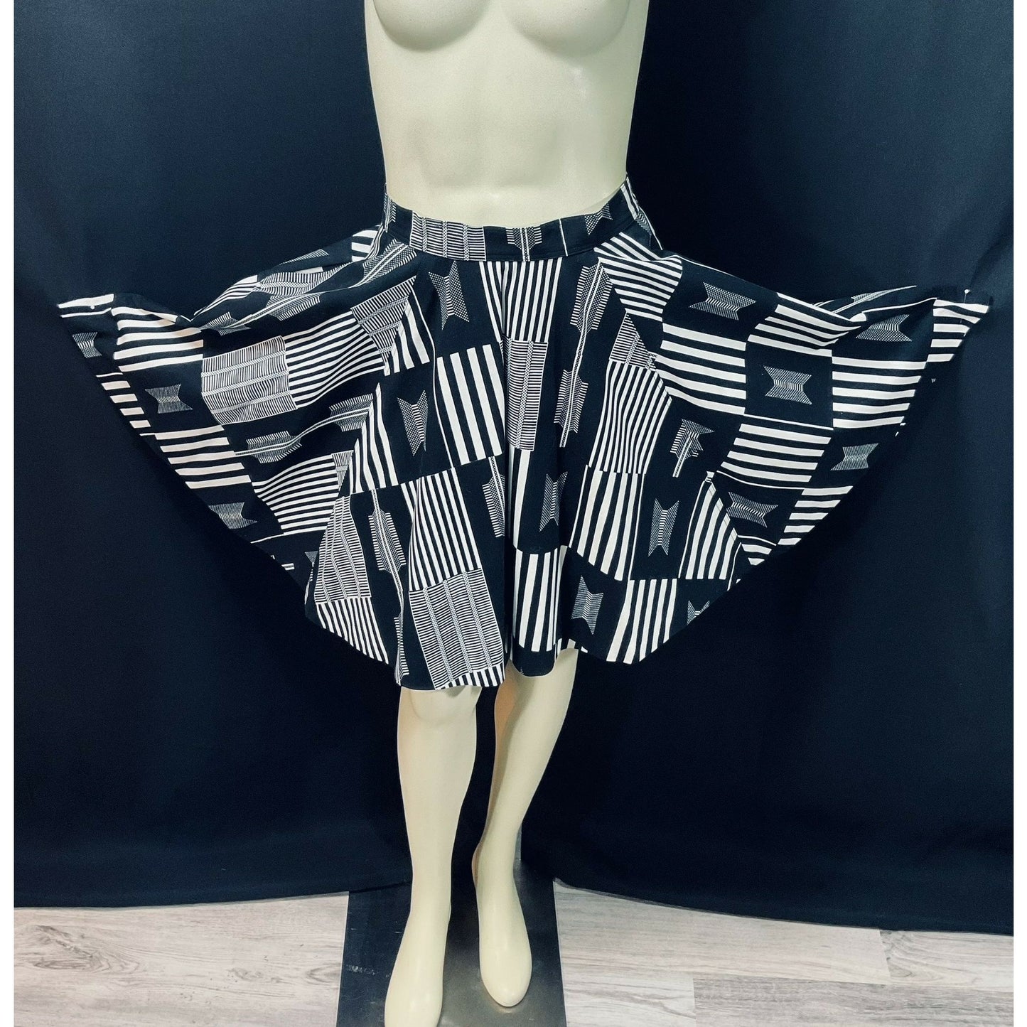 Vintage 1980s Rare Patrick Kelly Paris Bar Code Flared Skirt