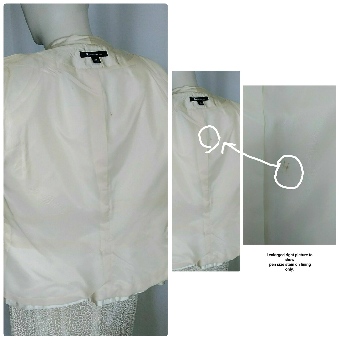 Vintage 1990's Larry Levine Cream Silk and Cotton Suit with Crochet Skirt