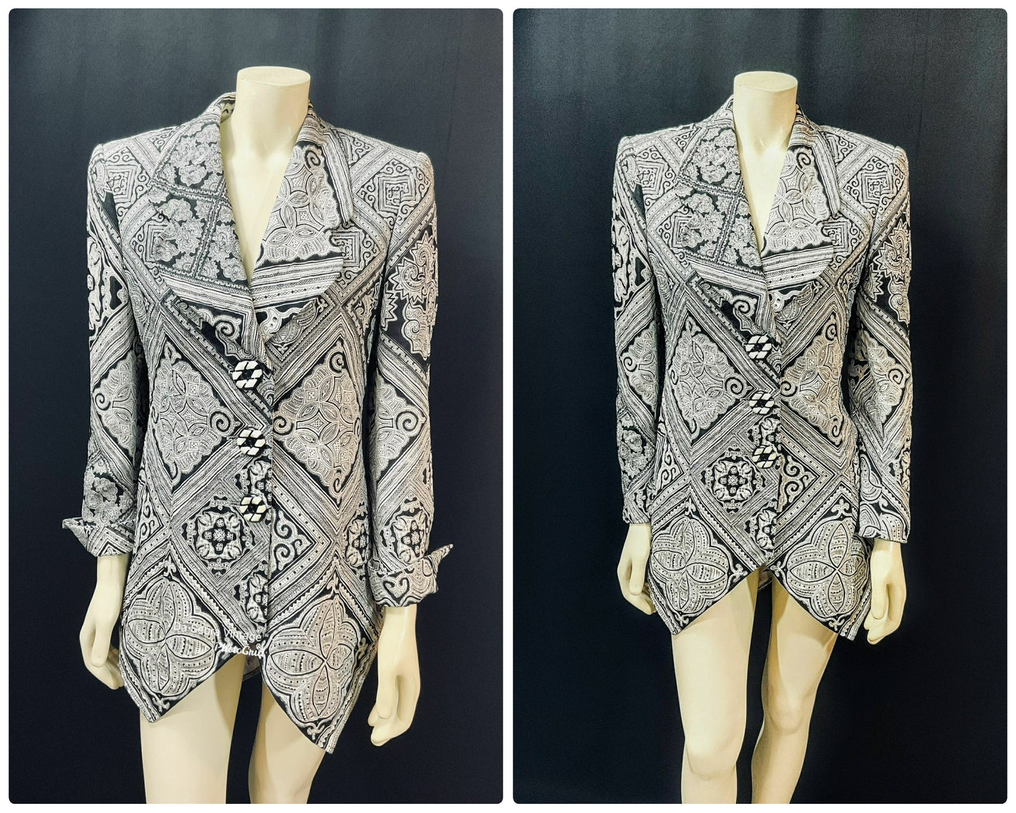 Rare Vintage Find: 1980s Gianfranco Ferré Geometric Silk & Cotton Jacket/Blazer, Italian Design