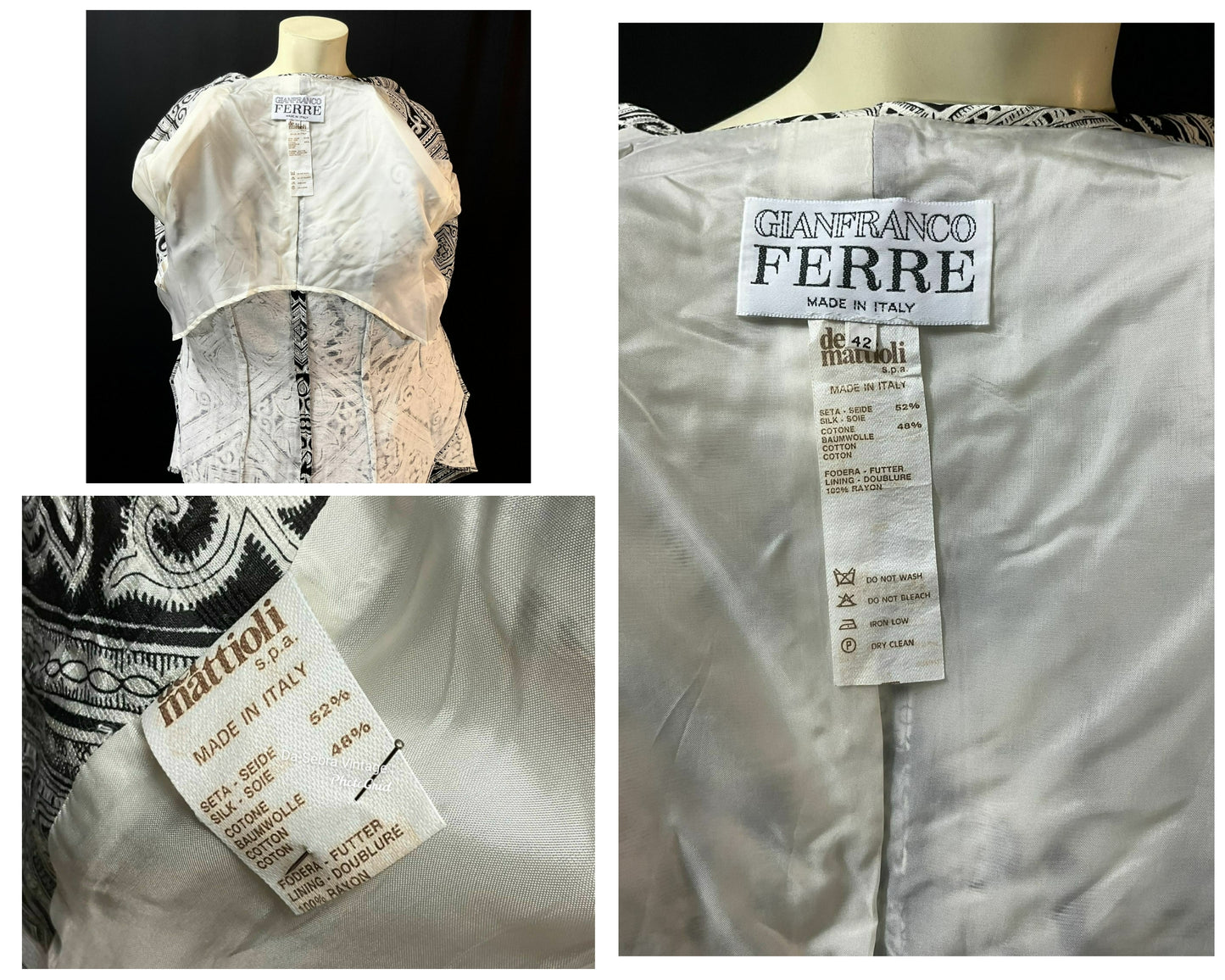 Rare Vintage Find: 1980s Gianfranco Ferré Geometric Silk & Cotton Jacket/Blazer, Italian Design