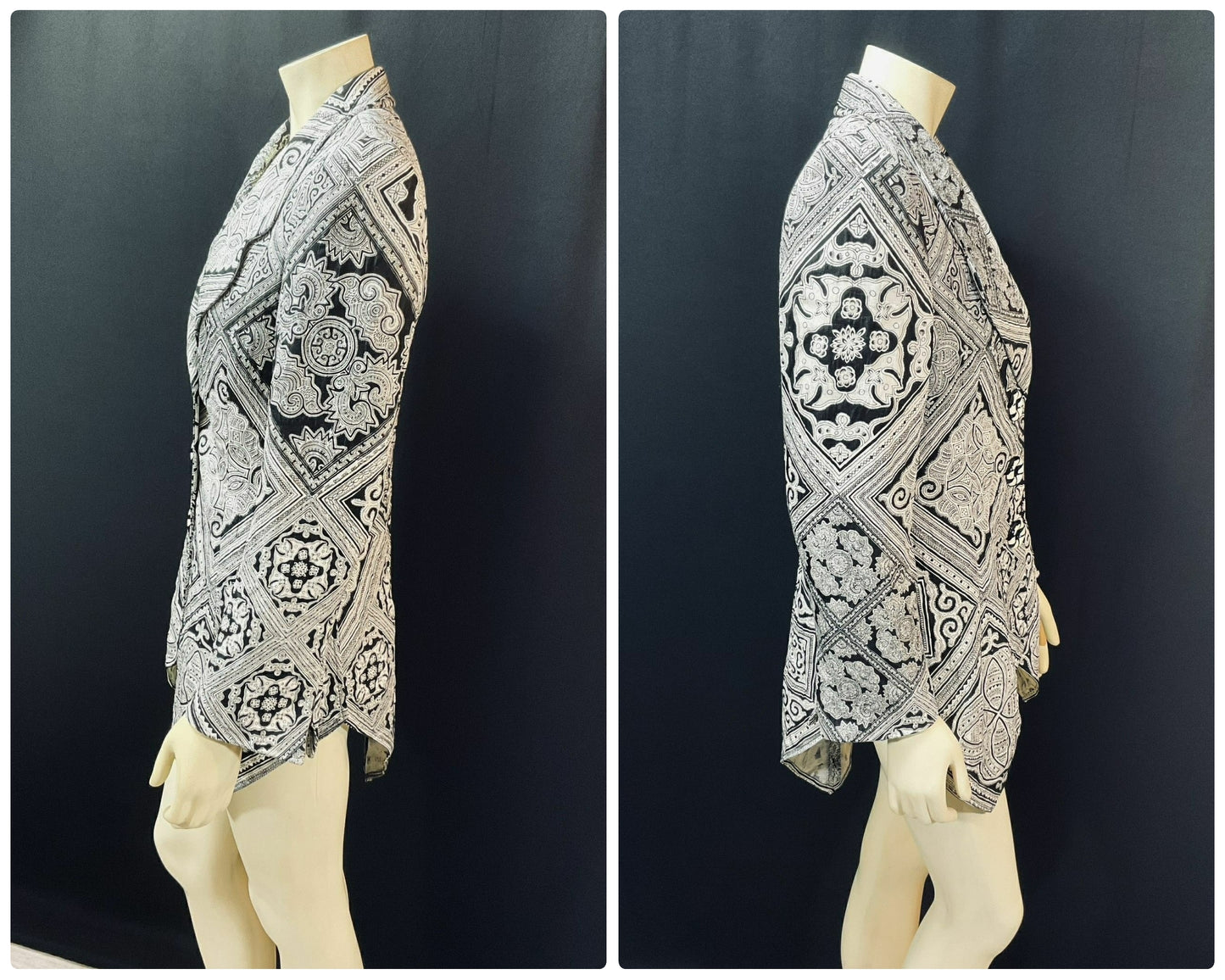 Rare Vintage Find: 1980s Gianfranco Ferré Geometric Silk & Cotton Jacket/Blazer, Italian Design