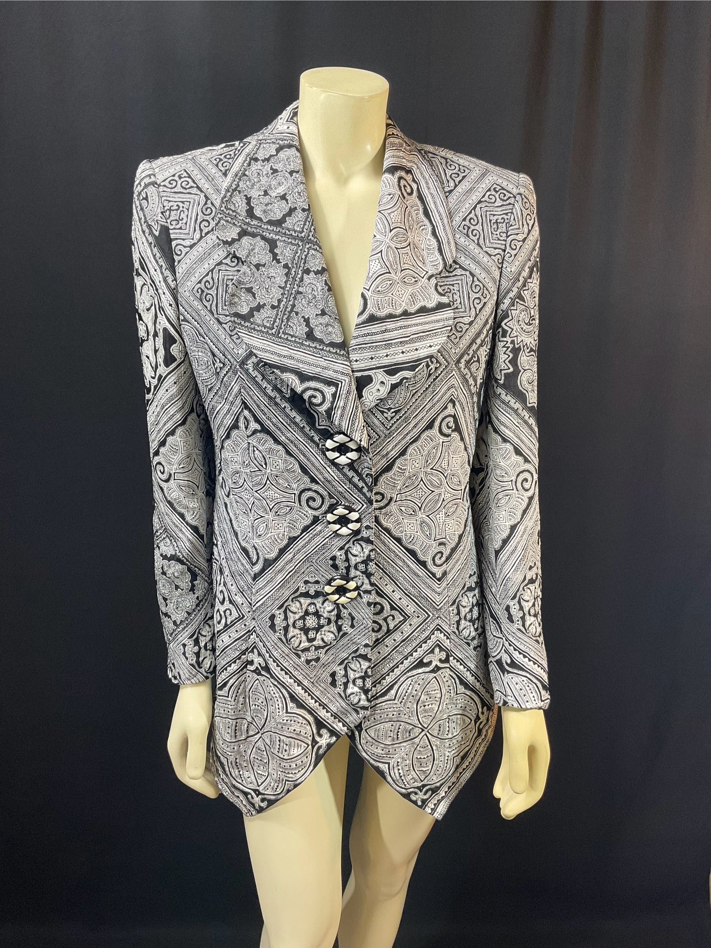 Rare Vintage Find: 1980s Gianfranco Ferré Geometric Silk & Cotton Jacket/Blazer, Italian Design