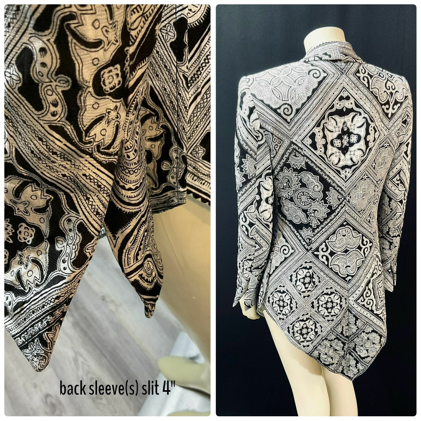 Rare Vintage Find: 1980s Gianfranco Ferré Geometric Silk & Cotton Jacket/Blazer, Italian Design