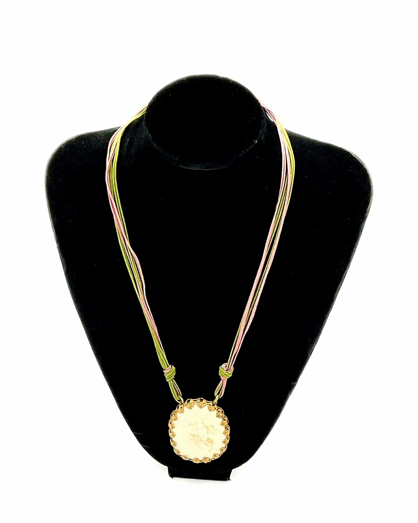 VintageRareMiriamHaskell1970sSignedCeramicRosePendant