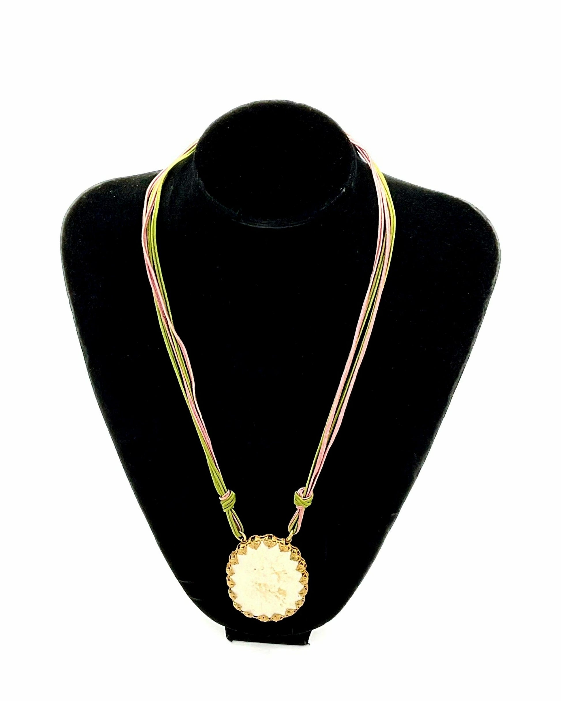 VintageRareMiriamHaskell1970sSignedCeramicRosePendant