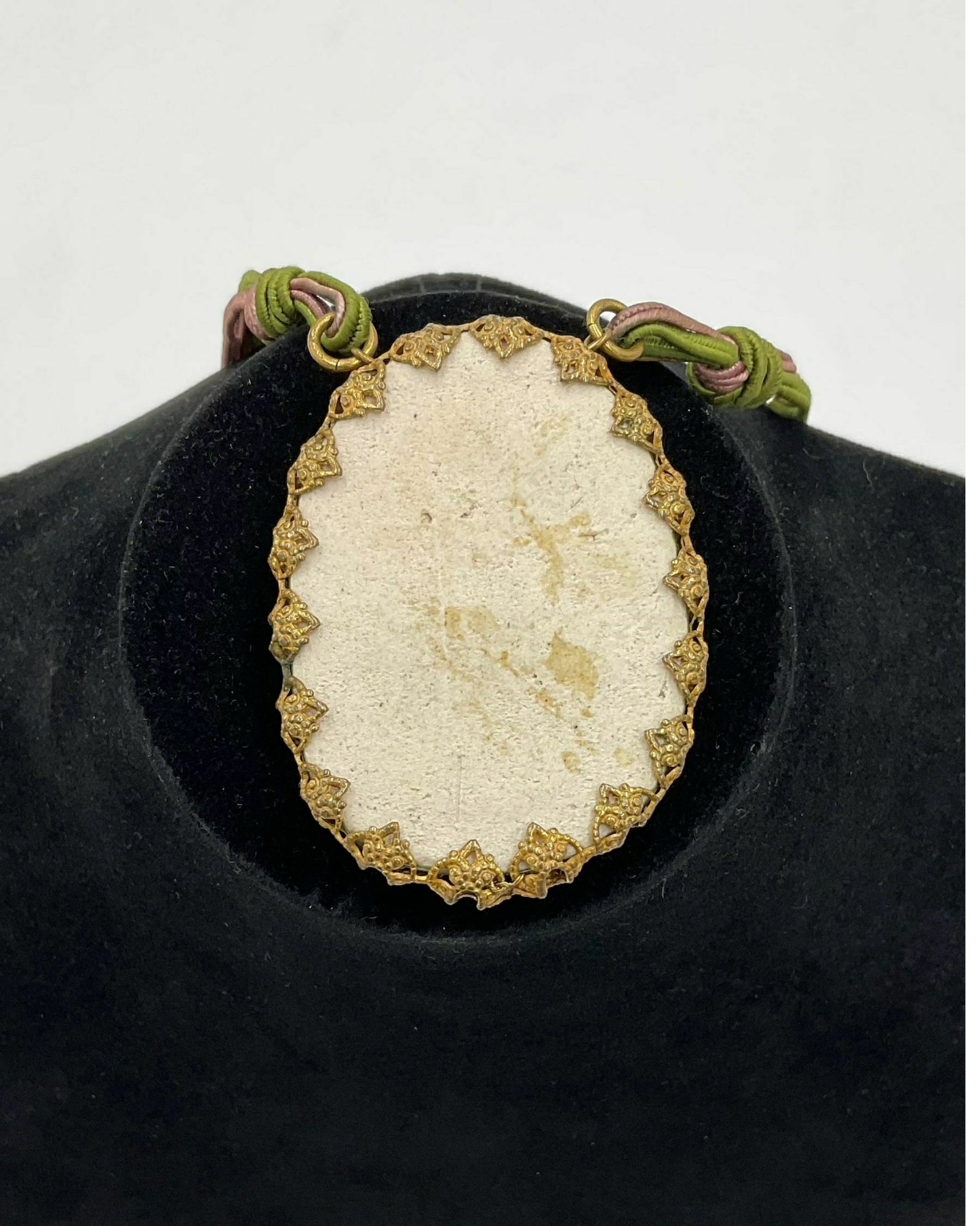 VintageRareMiriamHaskell1970sSignedCeramicRosePendant