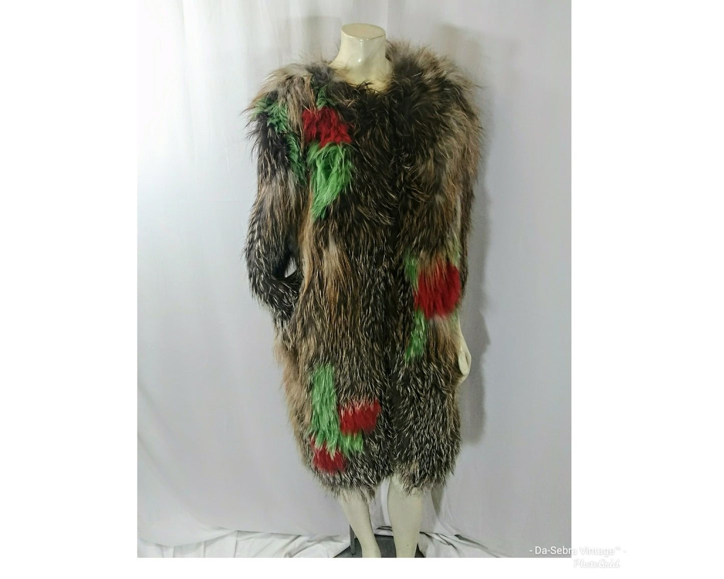 Luxurious Genuine Woven Fox Fur Coat with Stylish Color Pops (Modern)