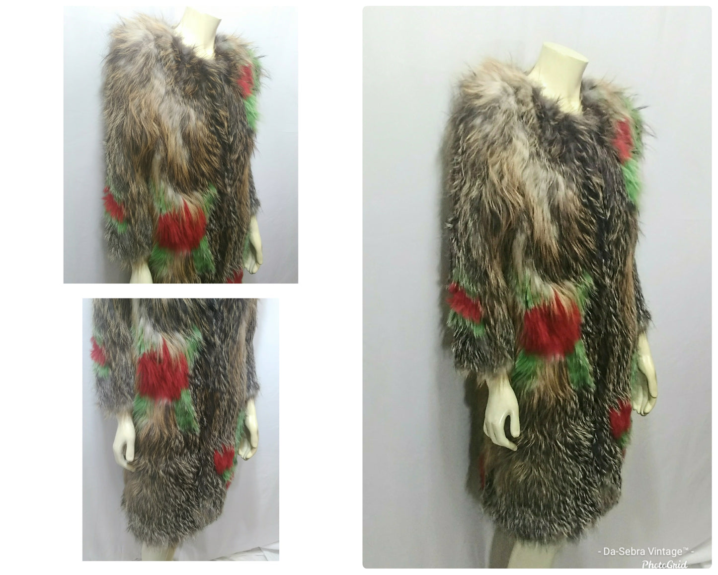 Luxurious Genuine Woven Fox Fur Coat with Stylish Color Pops (Modern)