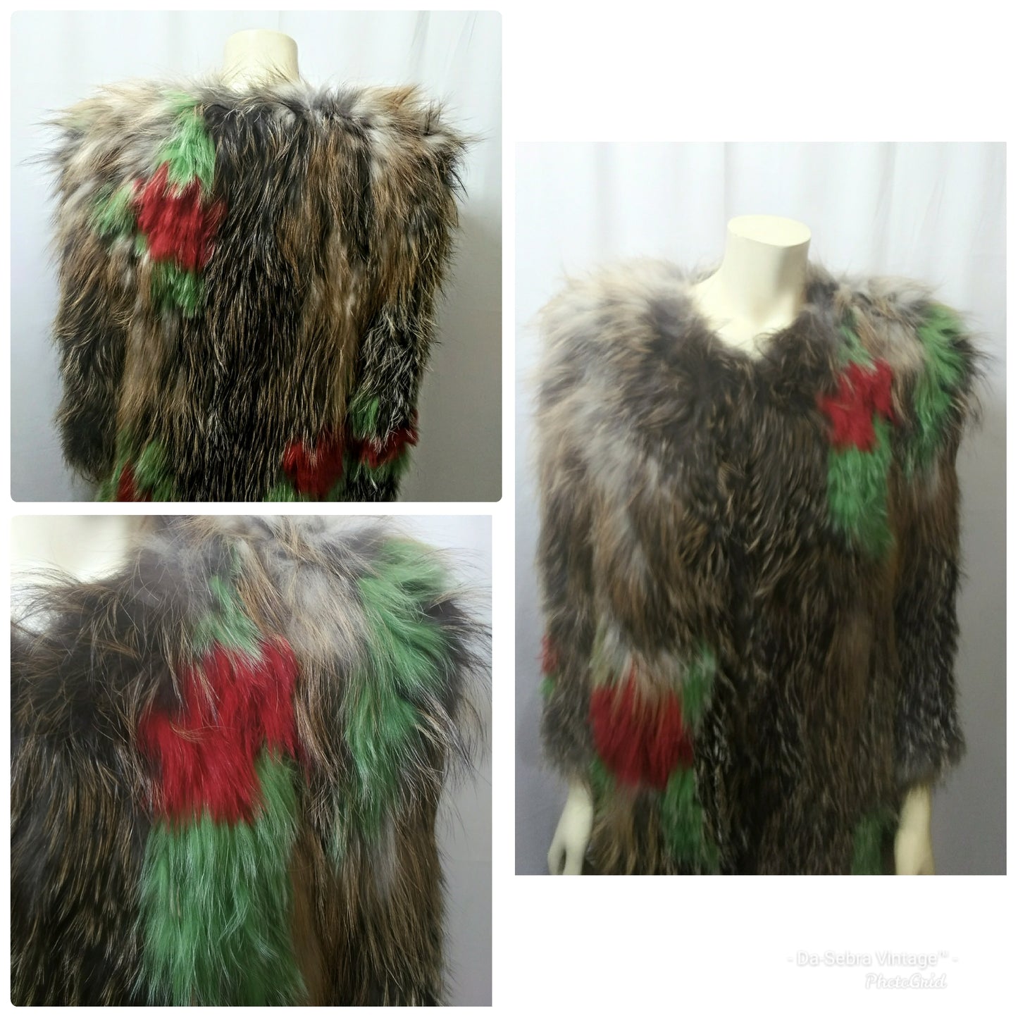 Luxurious Genuine Woven Fox Fur Coat with Stylish Color Pops (Modern)