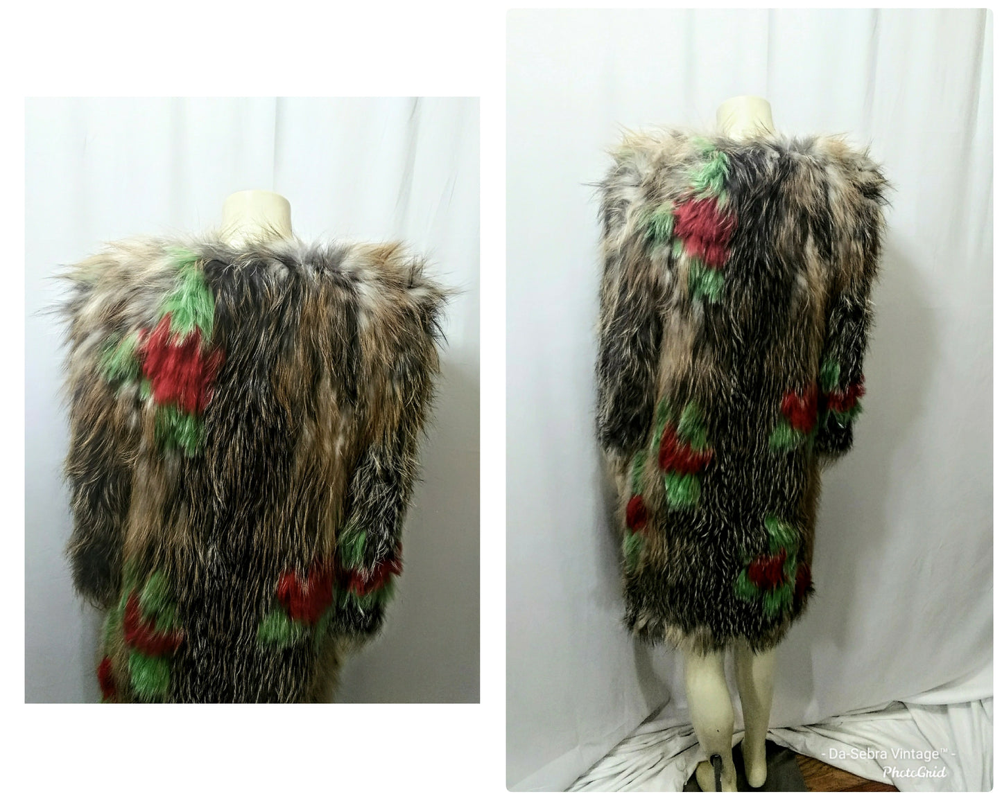Luxurious Genuine Woven Fox Fur Coat with Stylish Color Pops (Modern)