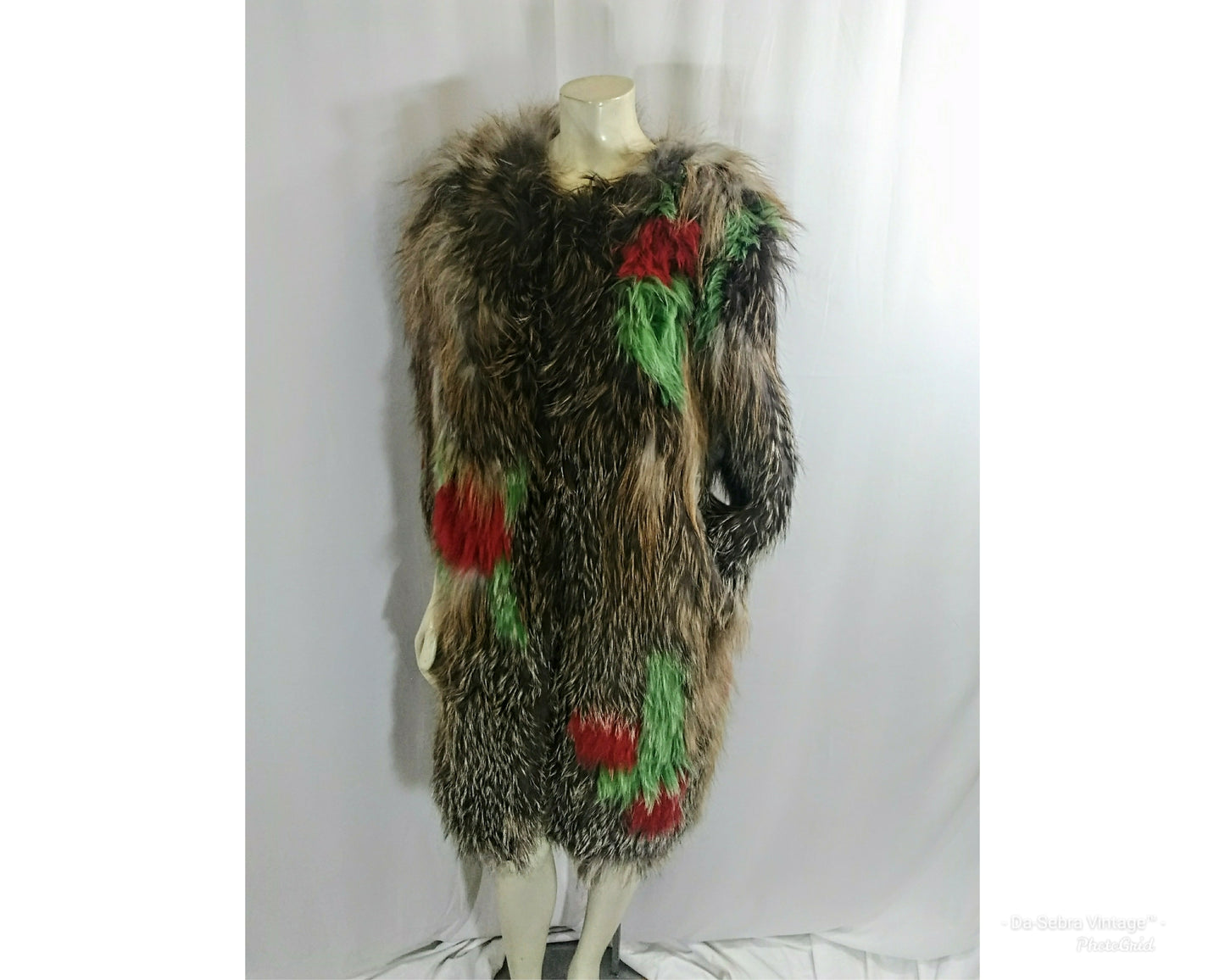 Luxurious Genuine Woven Fox Fur Coat with Stylish Color Pops (Modern)