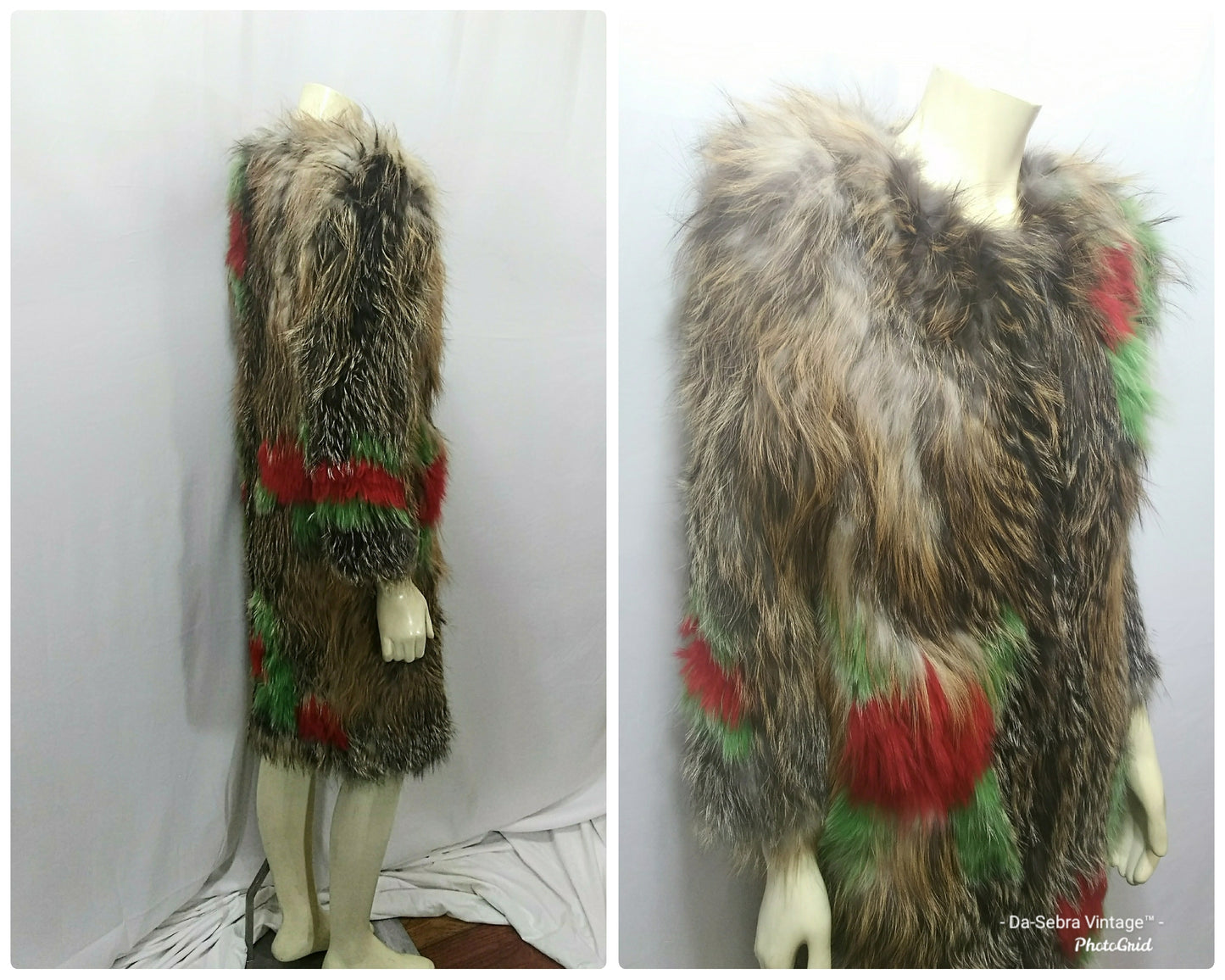 Luxurious Genuine Woven Fox Fur Coat with Stylish Color Pops (Modern)
