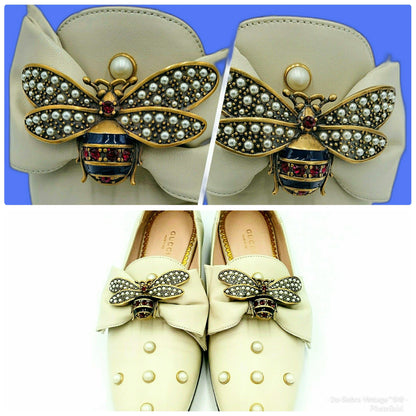 Authenticated Gucci Ballet Cream Leather Flats