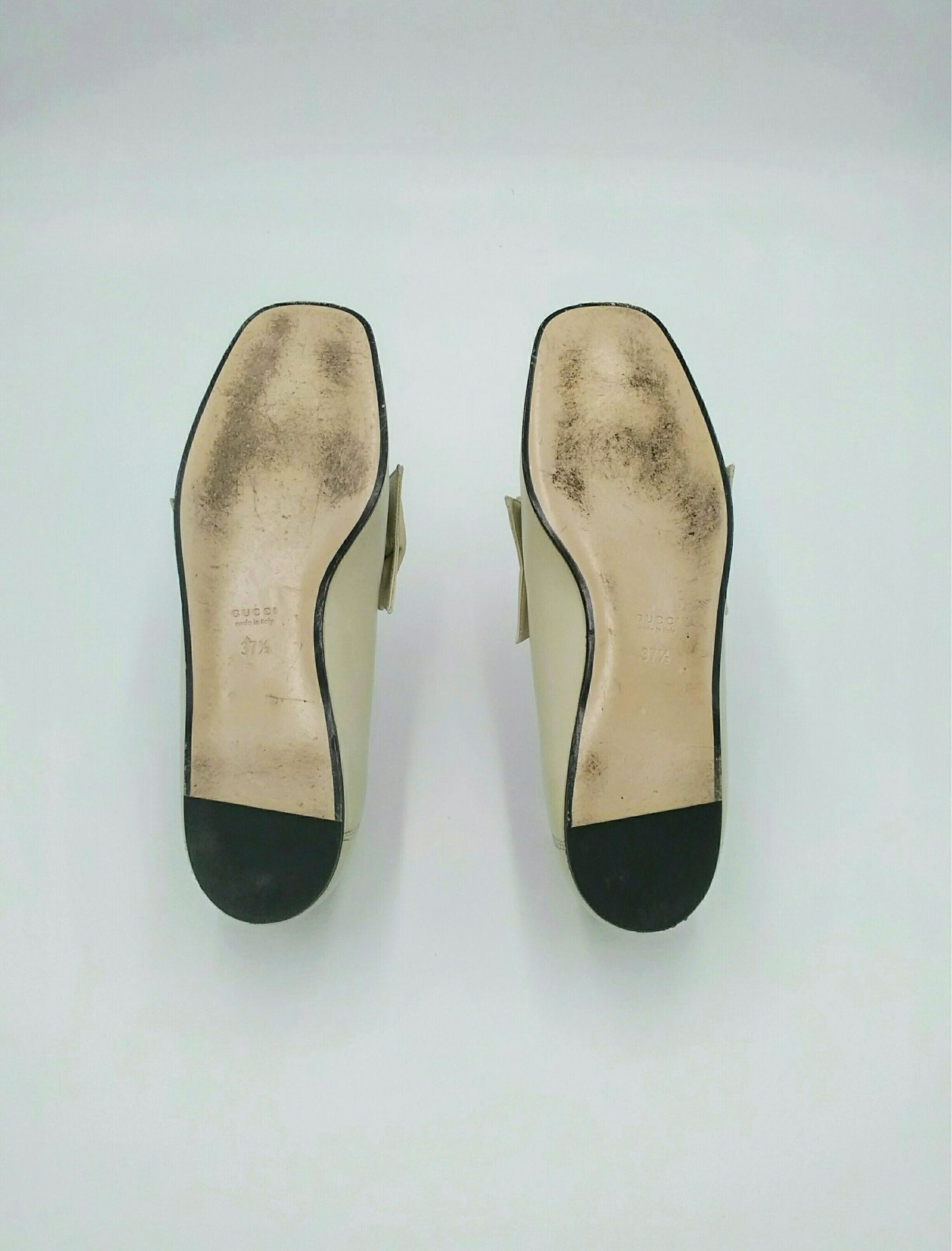 Authenticated Gucci Ballet Cream Leather Flats