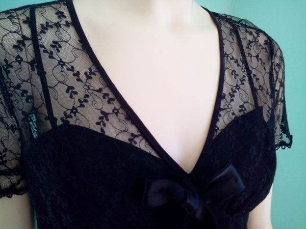 Vintage 1990s Black Lace Spaghetti Strap Dress By Rampage