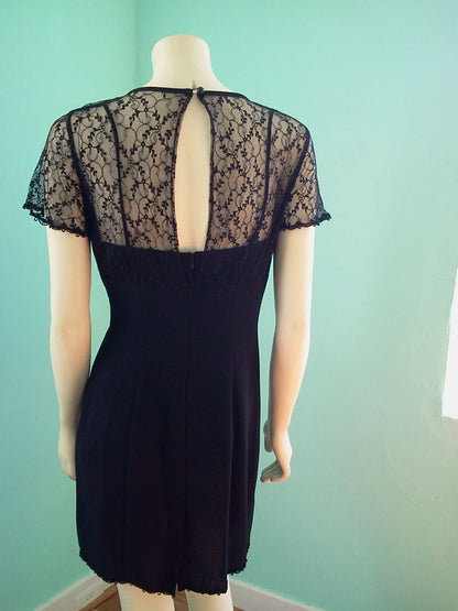 Vintage 1990s Black Lace Spaghetti Strap Dress By Rampage