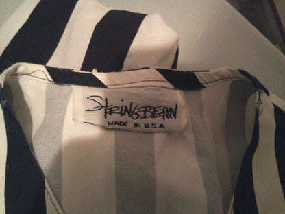 Vintage 1990's Funky Navy and White Palazzo Vertical Strip Pant Suit by String bean/Wrapper USA