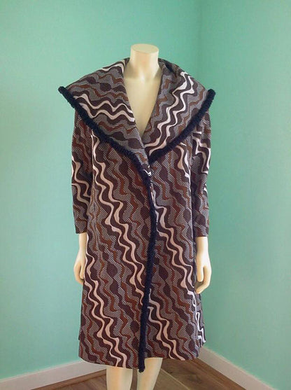 Vintage 1960's Geometric Print Coat by Alfred Werber